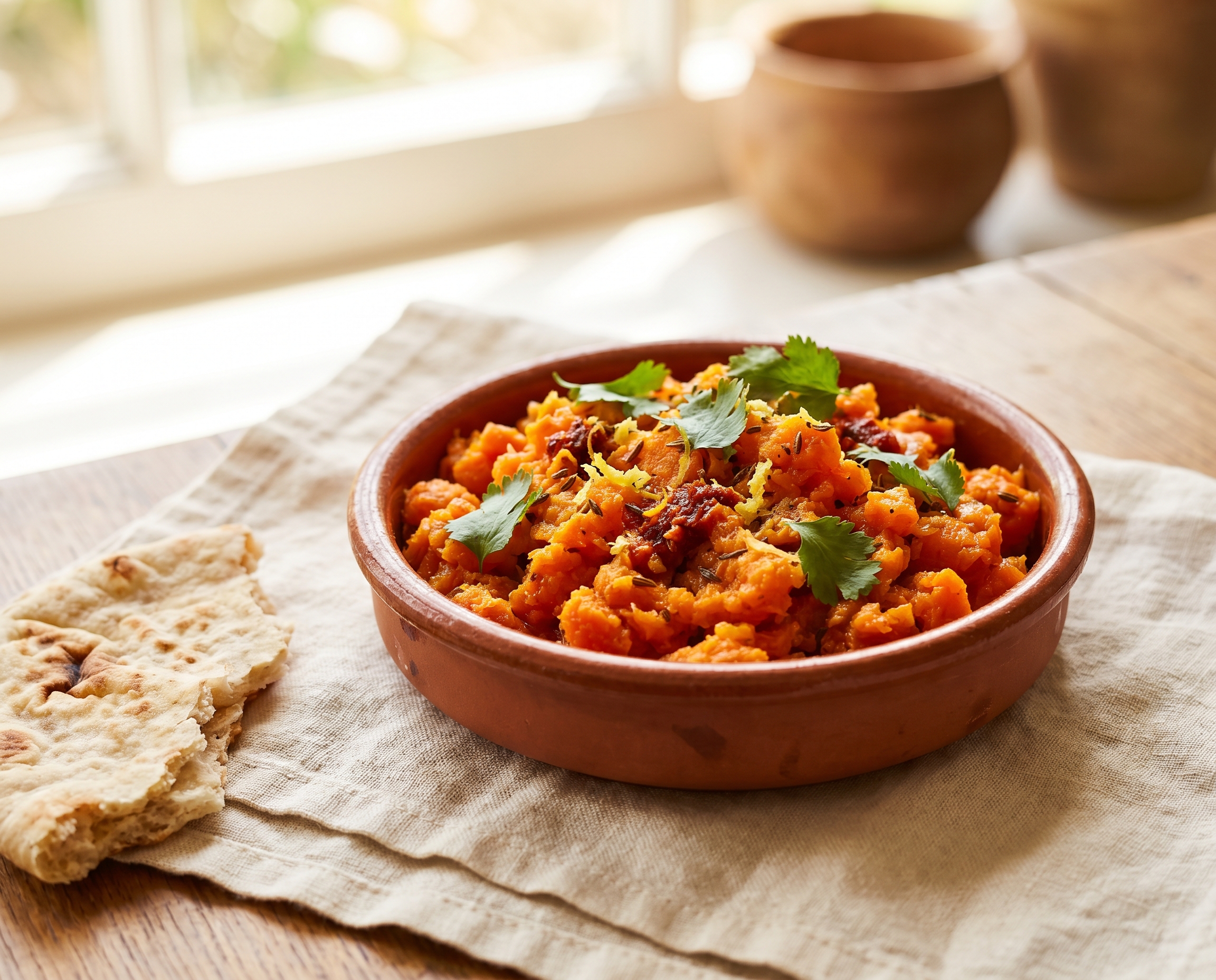 Tripolitan carrot salad in a terracotta bowl